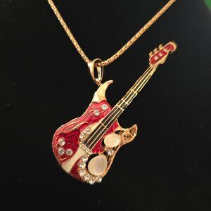 Betsey Johnson Guitar Pendant Necklace